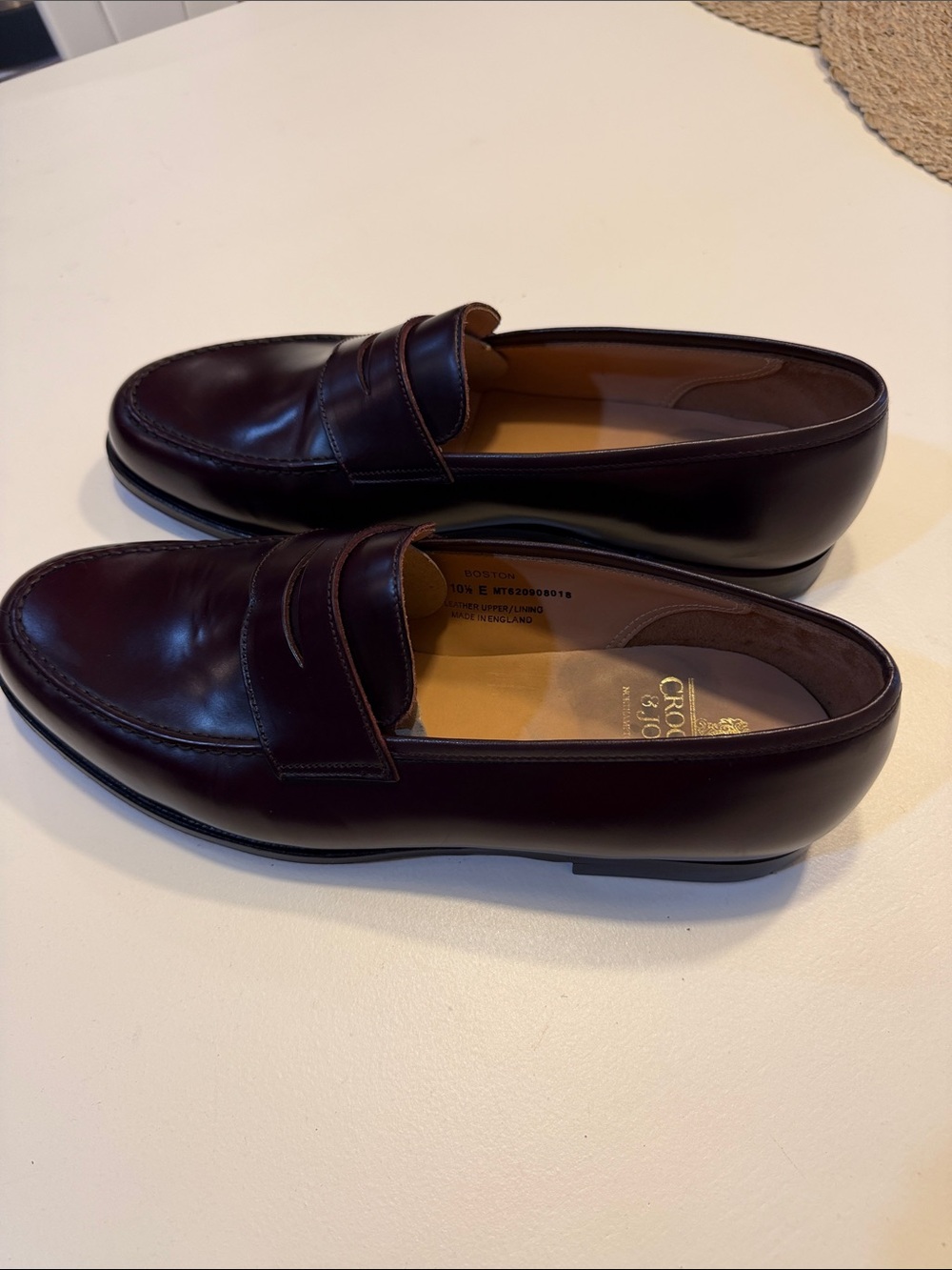 Crockett & Jones Men’s Burgundy Leather Penny Loafers Sz 10.5.